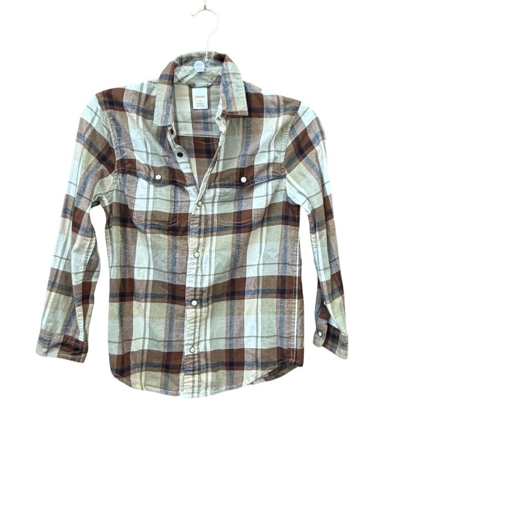 Gymboree Boys Brown Plaid Pearl Snap Shirt Western Casual Size 10